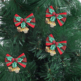 Maxbell 4x Xmas Tree Hanging Decoration Crafts Christmas Bow Bell Holiday Home Plaid Bow Green