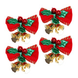 Maxbell 4x Xmas Tree Hanging Decoration Crafts Christmas Bow Bell Holiday Home Solid Colour Green