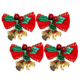 Maxbell 4x Xmas Tree Hanging Decoration Crafts Christmas Bow Bell Holiday Home Solid Colour Green