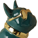 Maxbell Realistic Sitting Dog Statue Creative Birthday Gift Ceramic for Hotel Shop Green