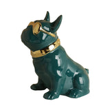 Maxbell Realistic Sitting Dog Statue Creative Birthday Gift Ceramic for Hotel Shop Green