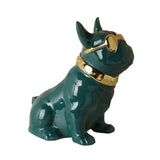 Maxbell Realistic Sitting Dog Statue Creative Birthday Gift Ceramic for Hotel Shop Green