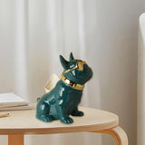Maxbell Realistic Sitting Dog Statue Creative Birthday Gift Ceramic for Hotel Shop Green