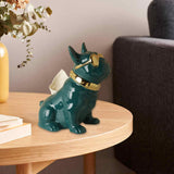 Maxbell Realistic Sitting Dog Statue Creative Birthday Gift Ceramic for Hotel Shop Green