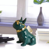 Maxbell Realistic Sitting Dog Statue Creative Birthday Gift Ceramic for Hotel Shop Green