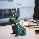 Maxbell Realistic Sitting Dog Statue Creative Birthday Gift Ceramic for Hotel Shop Green