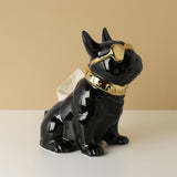 Maxbell Realistic Sitting Dog Statue Creative Birthday Gift Ceramic for Hotel Shop Black