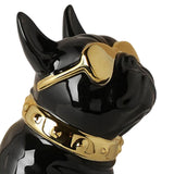 Maxbell Realistic Sitting Dog Statue Creative Birthday Gift Ceramic for Hotel Shop Black