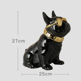 Maxbell Realistic Sitting Dog Statue Creative Birthday Gift Ceramic for Hotel Shop Black