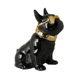 Maxbell Realistic Sitting Dog Statue Creative Birthday Gift Ceramic for Hotel Shop Black
