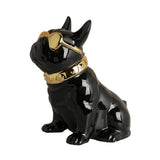 Maxbell Realistic Sitting Dog Statue Creative Birthday Gift Ceramic for Hotel Shop Black