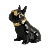 Maxbell Realistic Sitting Dog Statue Creative Birthday Gift Ceramic for Hotel Shop Black