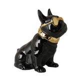 Maxbell Realistic Sitting Dog Statue Creative Birthday Gift Ceramic for Hotel Shop Black