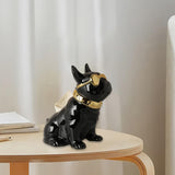 Maxbell Realistic Sitting Dog Statue Creative Birthday Gift Ceramic for Hotel Shop Black