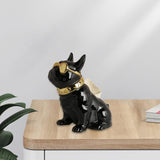 Maxbell Realistic Sitting Dog Statue Creative Birthday Gift Ceramic for Hotel Shop Black