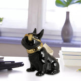 Maxbell Realistic Sitting Dog Statue Creative Birthday Gift Ceramic for Hotel Shop Black