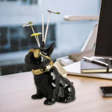 Maxbell Realistic Sitting Dog Statue Creative Birthday Gift Ceramic for Hotel Shop Black