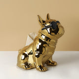 Maxbell Realistic Sitting Dog Statue Creative Birthday Gift Ceramic for Hotel Shop Aureate