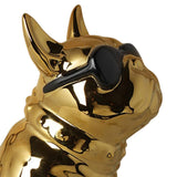 Maxbell Realistic Sitting Dog Statue Creative Birthday Gift Ceramic for Hotel Shop Aureate