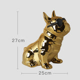 Maxbell Realistic Sitting Dog Statue Creative Birthday Gift Ceramic for Hotel Shop Aureate