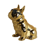 Maxbell Realistic Sitting Dog Statue Creative Birthday Gift Ceramic for Hotel Shop Aureate