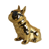 Maxbell Realistic Sitting Dog Statue Creative Birthday Gift Ceramic for Hotel Shop Aureate