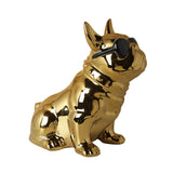 Maxbell Realistic Sitting Dog Statue Creative Birthday Gift Ceramic for Hotel Shop Aureate