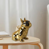 Maxbell Realistic Sitting Dog Statue Creative Birthday Gift Ceramic for Hotel Shop Aureate
