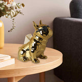Maxbell Realistic Sitting Dog Statue Creative Birthday Gift Ceramic for Hotel Shop Aureate