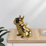 Maxbell Realistic Sitting Dog Statue Creative Birthday Gift Ceramic for Hotel Shop Aureate