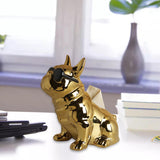 Maxbell Realistic Sitting Dog Statue Creative Birthday Gift Ceramic for Hotel Shop Aureate