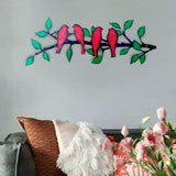 Maxbell Metal Birds Wall Art Ornament Metal Sculpture for Bedroom Bathroom Kitchen Red Green