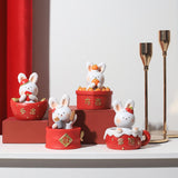 Maxbell Chinese Animal Rabbit Statue Figurine Sculpture Desktop Shaking Head Bunny 7.5x6x8cm Lucky