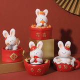 Maxbell Chinese Animal Rabbit Statue Figurine Sculpture Desktop Shaking Head Bunny 7.5x6x8cm Lucky