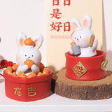 Maxbell Chinese Animal Rabbit Statue Figurine Sculpture Desktop Shaking Head Bunny 7.5x6x8cm Lucky