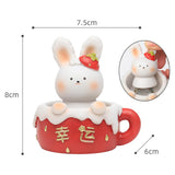 Maxbell Chinese Animal Rabbit Statue Figurine Sculpture Desktop Shaking Head Bunny 7.5x6x8cm Lucky