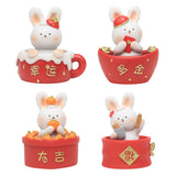 Maxbell Chinese Animal Rabbit Statue Figurine Sculpture Desktop Shaking Head Bunny 7.5x6x8cm Lucky