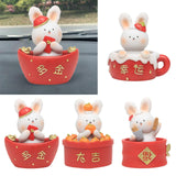 Maxbell Chinese Animal Rabbit Statue Figurine Sculpture Desktop Shaking Head Bunny 7.5x6x8cm Lucky