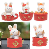 Maxbell Chinese Animal Rabbit Statue Figurine Sculpture Desktop Shaking Head Bunny 7.5x6x8cm Lucky