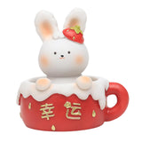 Maxbell Chinese Animal Rabbit Statue Figurine Sculpture Desktop Shaking Head Bunny 7.5x6x8cm Lucky