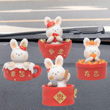 Maxbell Chinese Animal Rabbit Statue Figurine Sculpture Desktop Shaking Head Bunny 7.5x6x8cm Lucky