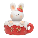 Maxbell Chinese Animal Rabbit Statue Figurine Sculpture Desktop Shaking Head Bunny 7.5x6x8cm Lucky