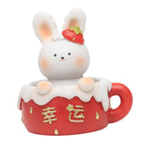 Maxbell Chinese Animal Rabbit Statue Figurine Sculpture Desktop Shaking Head Bunny 7.5x6x8cm Lucky