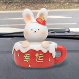 Maxbell Chinese Animal Rabbit Statue Figurine Sculpture Desktop Shaking Head Bunny 7.5x6x8cm Lucky