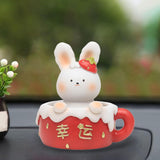 Maxbell Chinese Animal Rabbit Statue Figurine Sculpture Desktop Shaking Head Bunny 7.5x6x8cm Lucky