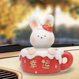Maxbell Chinese Animal Rabbit Statue Figurine Sculpture Desktop Shaking Head Bunny 7.5x6x8cm Lucky