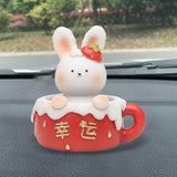 Maxbell Chinese Animal Rabbit Statue Figurine Sculpture Desktop Shaking Head Bunny 7.5x6x8cm Lucky