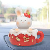 Maxbell Chinese Animal Rabbit Statue Figurine Sculpture Desktop Shaking Head Bunny 7.5x6x8cm Lucky