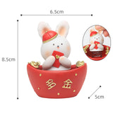 Maxbell Chinese Animal Rabbit Statue Figurine Sculpture Desktop Shaking Head Bunny 6.5x5x8.5cm Wealth