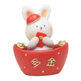 Maxbell Chinese Animal Rabbit Statue Figurine Sculpture Desktop Shaking Head Bunny 6.5x5x8.5cm Wealth
